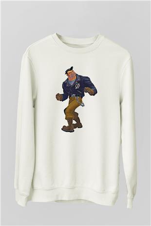 Full Throttle Baskılı Beyaz Unisex Sweatshirt