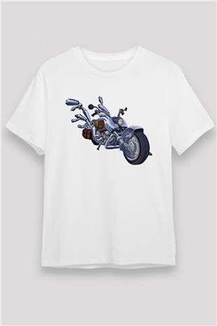 Full Throttle Baskılı Unisex Beyaz Tişört - Tshirt