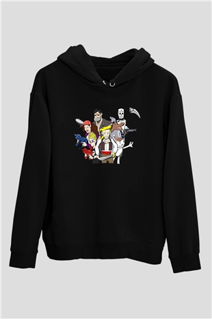 Full Throttle Baskılı Unisex Siyah Kapüşonlu Sweatshirt