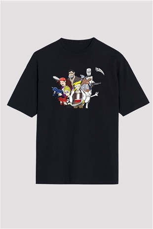 Full Throttle Baskılı Unisex Siyah Oversize Tişört - Tshirt