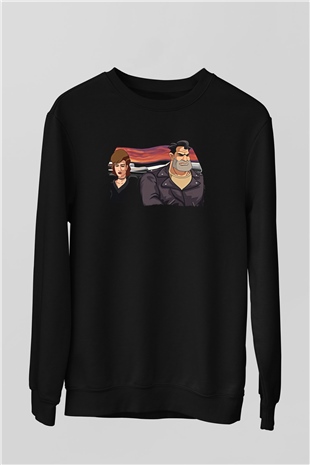 Full Throttle Baskılı Unisex Siyah Sweatshirt