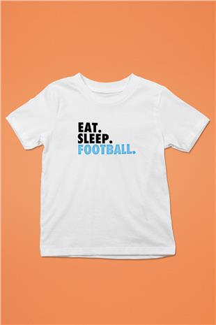 Futbol Baskılı Unisex Beyaz Çocuk Tişört - Tshirt