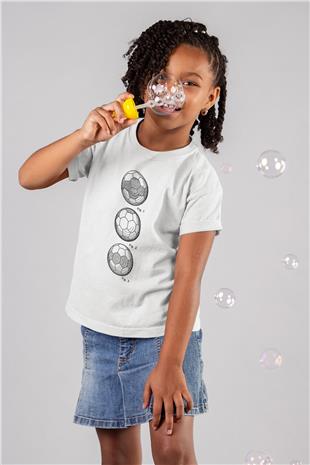 Futbol Baskılı Unisex Beyaz Çocuk Tişört - Tshirt