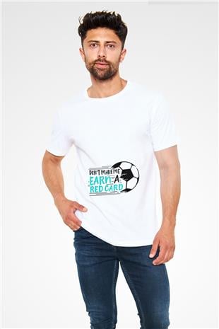 Futbol Baskılı Unisex Beyaz Tişört - Tshirt