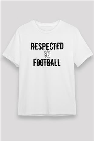 Futbol Baskılı Unisex Beyaz Tişört - Tshirt