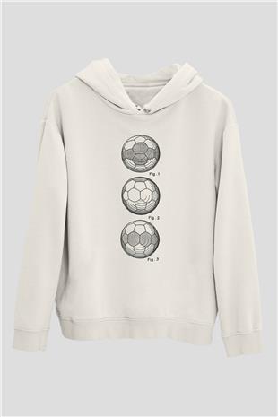 Futbol Baskılı Unisex Ekru Hoodie
