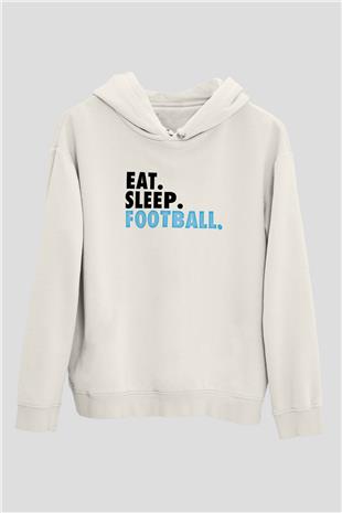 Futbol Baskılı Unisex Ekru Hoodie