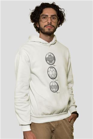 Futbol Baskılı Unisex Ekru Hoodie