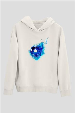 Futbol Baskılı Unisex Ekru Hoodie