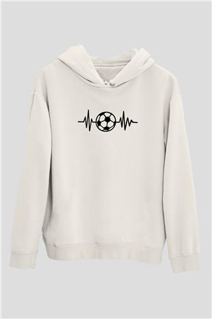 Futbol Baskılı Unisex Ekru Hoodie