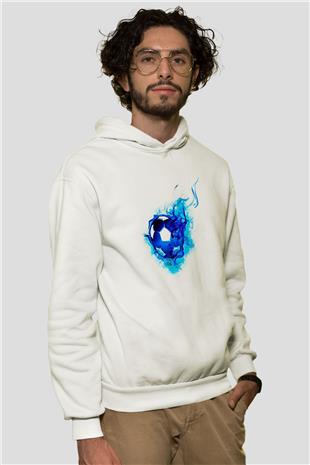 Futbol Baskılı Unisex Ekru Hoodie