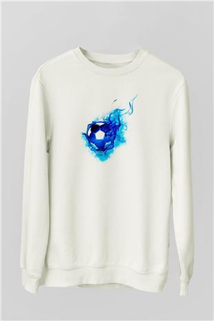 Futbol Baskılı Unisex Ekru Sweatshirt