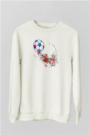 Futbol Baskılı Unisex Ekru Sweatshirt