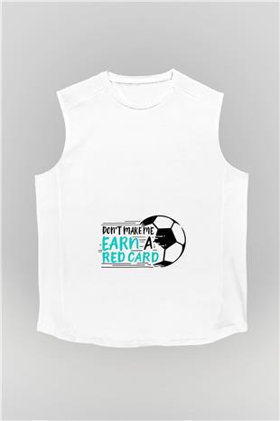 Futbol Baskılı Unisex Kolsuz Beyaz Tişört