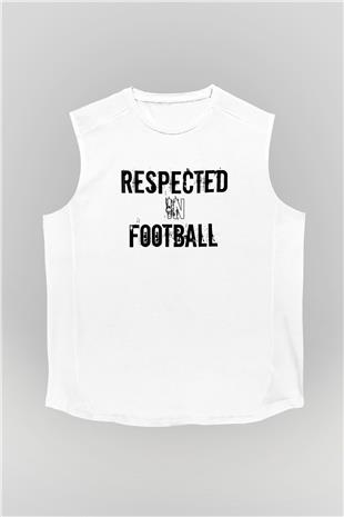 Futbol Baskılı Unisex Kolsuz Beyaz Tişört