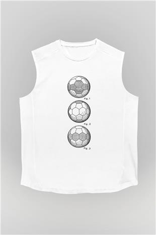 Futbol Baskılı Unisex Kolsuz Beyaz Tişört