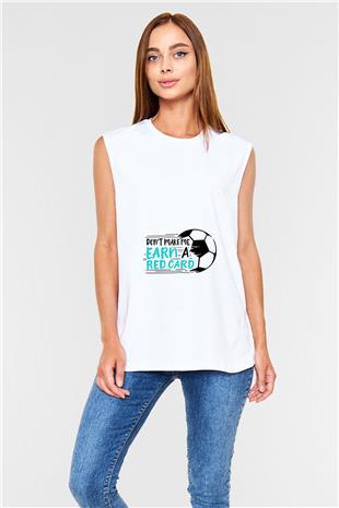 Futbol Baskılı Unisex Kolsuz Beyaz Tişört