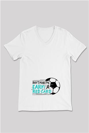 Futbol Baskılı Unisex V Yaka Tişört - Tshirt