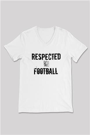 Futbol Baskılı Unisex V Yaka Tişört - Tshirt