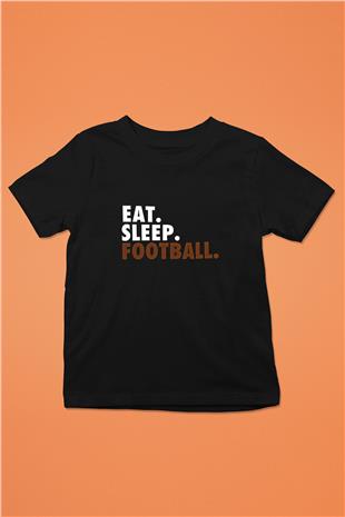 Futbol - Football Baskılı Unisex Siyah Çocuk Tİşörtü - Tshirt