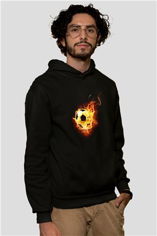 Futbol - Football Baskılı Unisex Siyah Hoodie