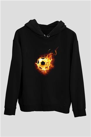 Futbol - Football Baskılı Unisex Siyah Hoodie