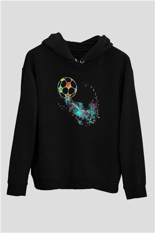 Futbol - Football Baskılı Unisex Siyah Hoodie