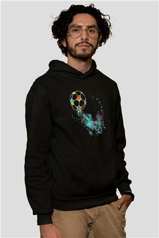 Futbol - Football Baskılı Unisex Siyah Hoodie