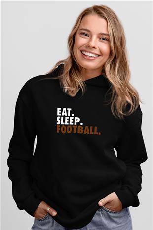 Futbol - Football Baskılı Unisex Siyah Hoodie