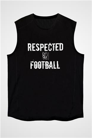 Futbol - Football Baskılı Unisex Siyah Kolsuz Tişört