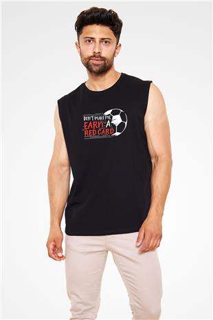 Futbol - Football Baskılı Unisex Siyah Kolsuz Tişört