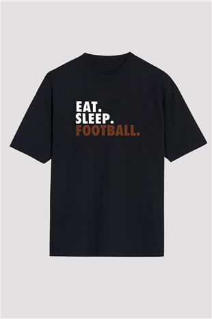 Futbol - Football Baskılı Unisex Siyah Oversize Tişört