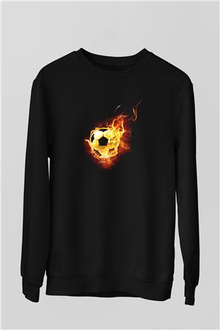 Futbol - Football Baskılı Unisex Siyah Sweatshirt