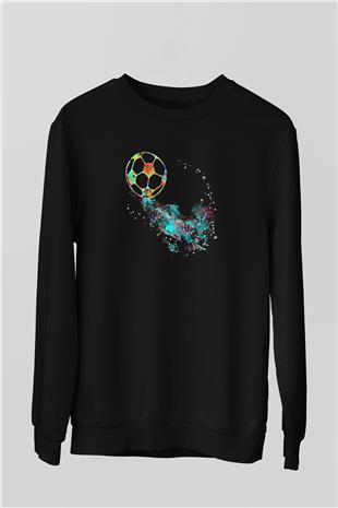 Futbol - Football Baskılı Unisex Siyah Sweatshirt