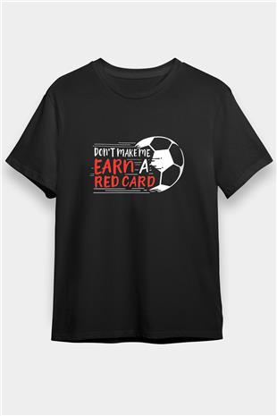 Futbol - Football Baskılı Unisex Siyah Tişört - Tshirt