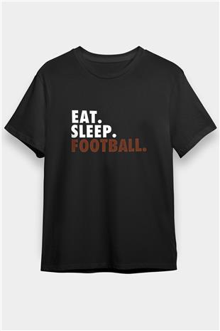 Futbol - Football Baskılı Unisex Siyah Tişört - Tshirt