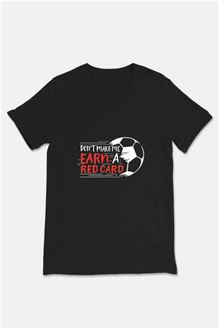 Futbol - Football Baskılı Unisex Siyah V Yaka Tişört