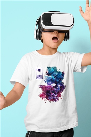 Future Baskılı Beyaz Unisex Çocuk Tişört
