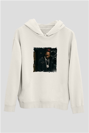 Future Baskılı Unisex Beyaz Kapüşonlu Sweatshirt