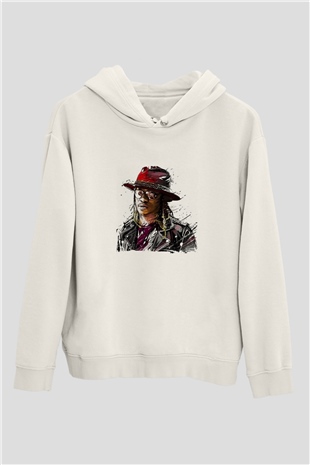 Future Baskılı Unisex Beyaz Kapüşonlu Sweatshirt