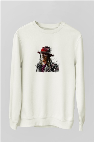 Future Baskılı Unisex Beyaz Sweatshirt