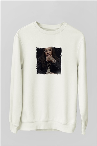 Future Baskılı Unisex Beyaz Sweatshirt