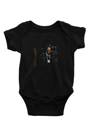 Future Baskılı Unisex Siyah Bebek Body - Zıbın