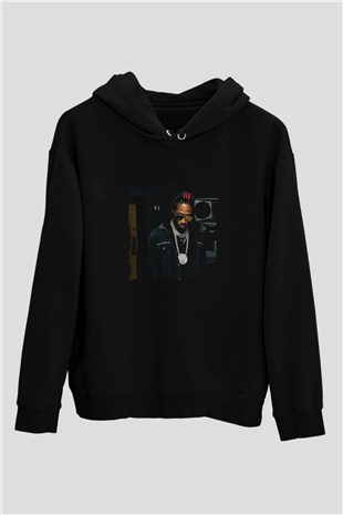 Future Baskılı Unisex Siyah Hoodie