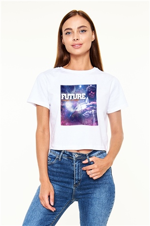Future Beyaz Croptop Tişört