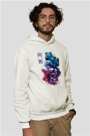 Future Beyaz Unisex Kapşonlu Sweatshirt