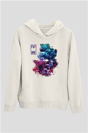 Future Beyaz Unisex Kapşonlu Sweatshirt