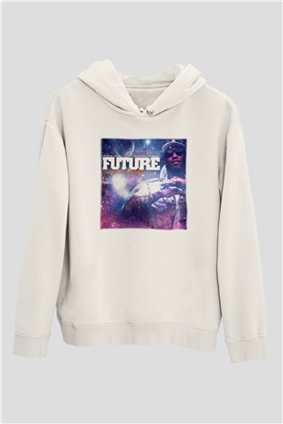 Future Beyaz Unisex Kapşonlu Sweatshirt