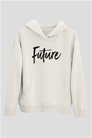 Future Beyaz Unisex Kapüşonlu Sweatshirt