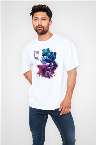 Future Beyaz Unisex Oversize Tişört T-Shirt